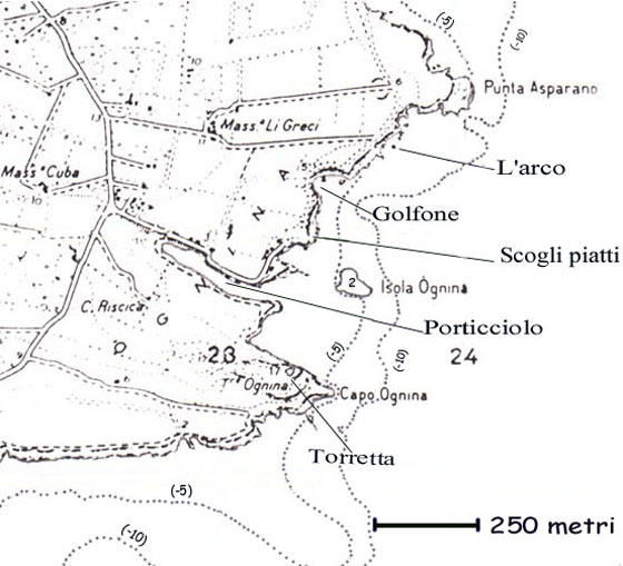 Ognina, carta topografica